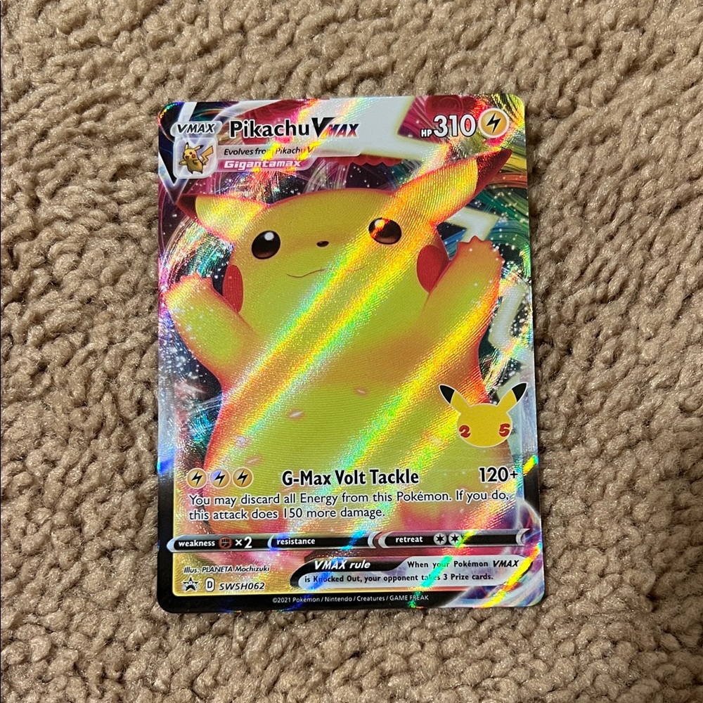 Pokemon Pikachu VMAX Yellow Red Holo Trading Card